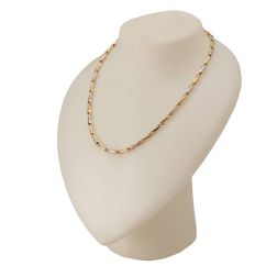 Collana 50cm Tubolare alternati Oro Giallo e Bianco