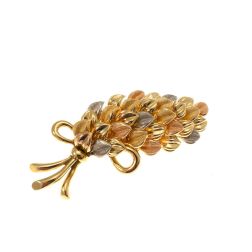 Bunch of Leaves Brooch in Yellow, Pink and White Gold
