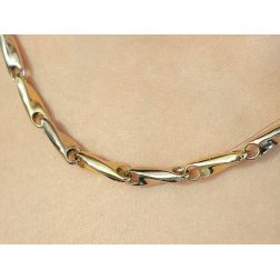 Yellow and White Gold Spiral Tubular 45cm Necklace