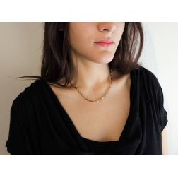 Photo of woman worn Yellow and White Gold Spiral Tubular 45cm Necklace