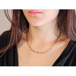 Collana 50cm Tubolare alternati Oro Giallo e Bianco foto indossata donna