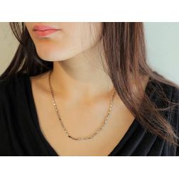 Photo of woman worn White and Rose Gold squared Tubular 50cm Necklace
