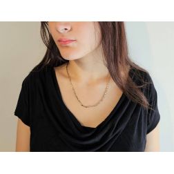 Photo of woman worn White and Rose Gold squared Tubular 50cm Necklace