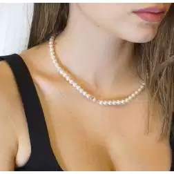 Collana Perle Sfera Diamantata oro bianco indossata