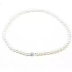 Collana Perle Sfera Diamantata oro bianco