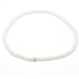 White Gold Diamond Bead Necklace