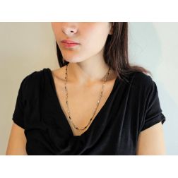 White and Rose Gold squared Tubular 60cm Necklace
