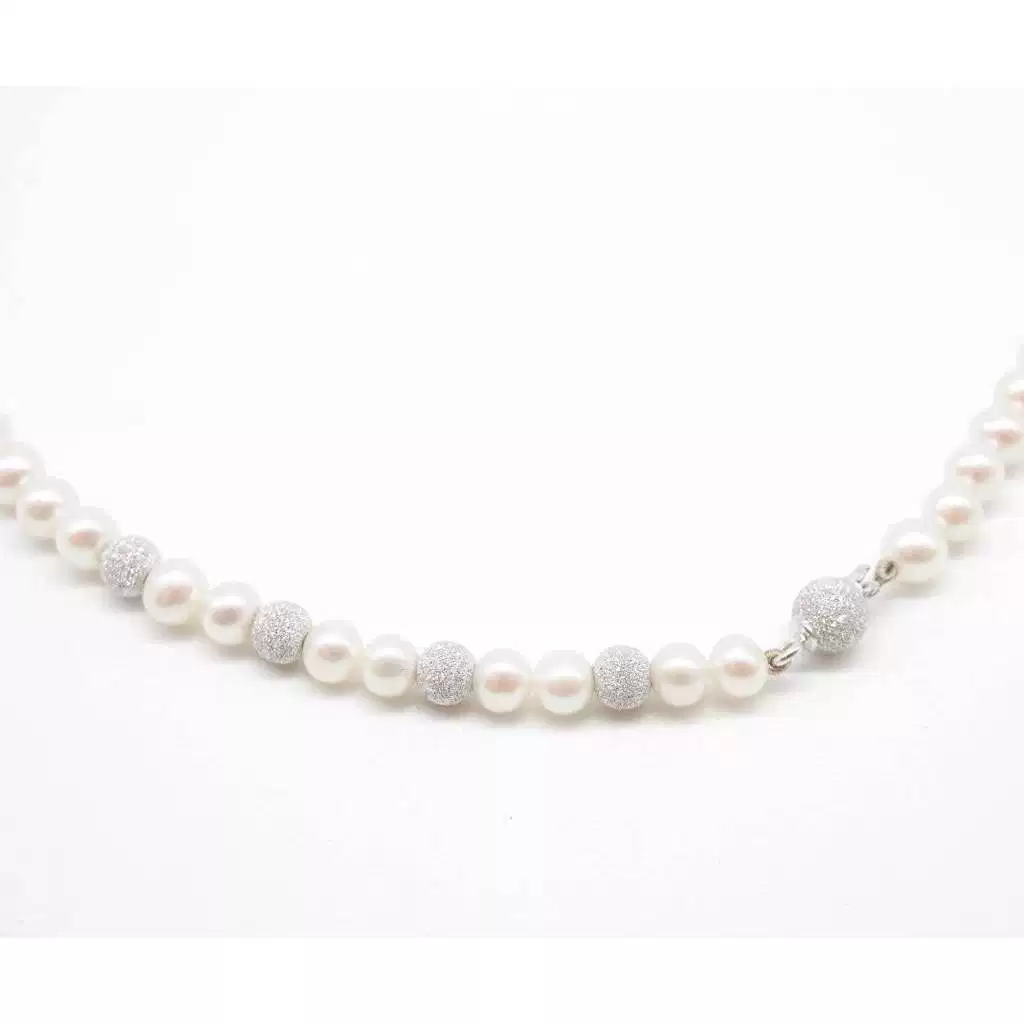 Collana Perle Laterale 4 Oro Bianco