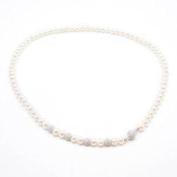 Collana Perle Laterale 4 Oro Bianco