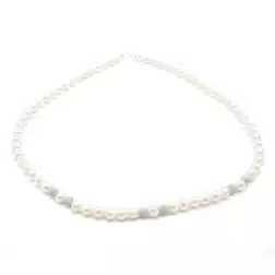 Girocollo Perle 2 x 3 Oro Bianco