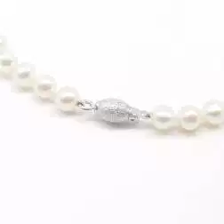 Pearls Necklace with Diamond White Gold Barrel