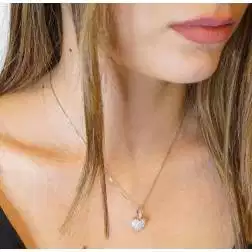 Photo of worn Diamonds Pavè Rounded Heart Pendant
