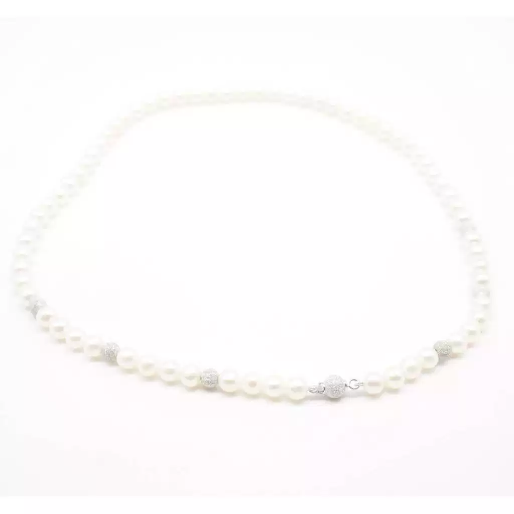 Collana Perle Centrale 6 oro bianco