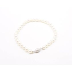 Diamond Barrel Beads Bracelet White Gold