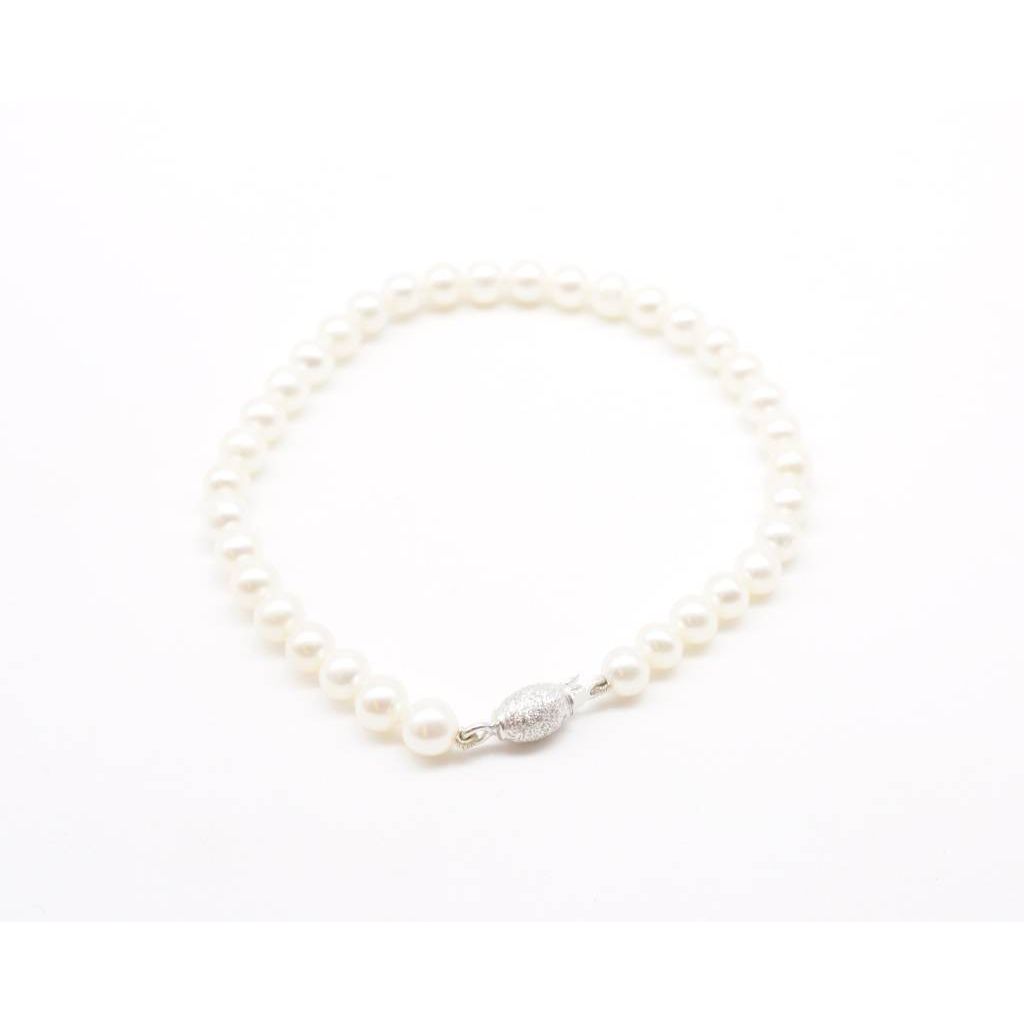 Diamond Barrel Beads Bracelet White Gold