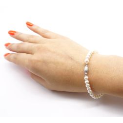 Bracciale Perle Barilotto Diamantato oro bianco indossato
