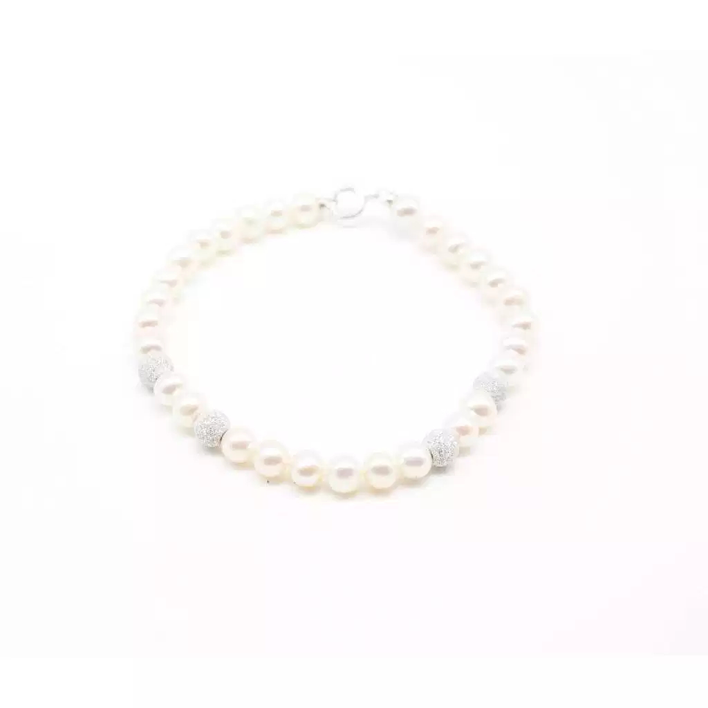 Pearls bracelet 2 x 2 white gold