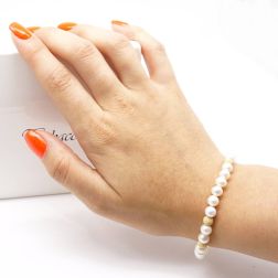 Bracciale Perle 2 x 2 oro giallo indossato