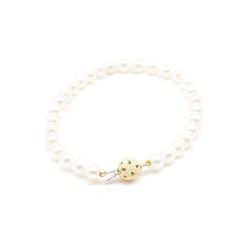 Yellow gold moon beads bracelet