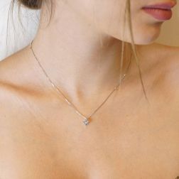 4.5mm Aquamarine Sparkle dot light necklace photo of worn