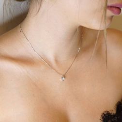 Girocollo punto luce Sparkle Acquamarina 4.5mm foto indossata