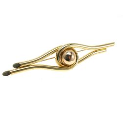 Spilla a Occhio in Oro Giallo con sfera al Centro in Oro Rosa 18kt