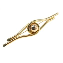Spilla a Occhio in Oro Giallo con sfera al Centro in Oro Rosa 18kt