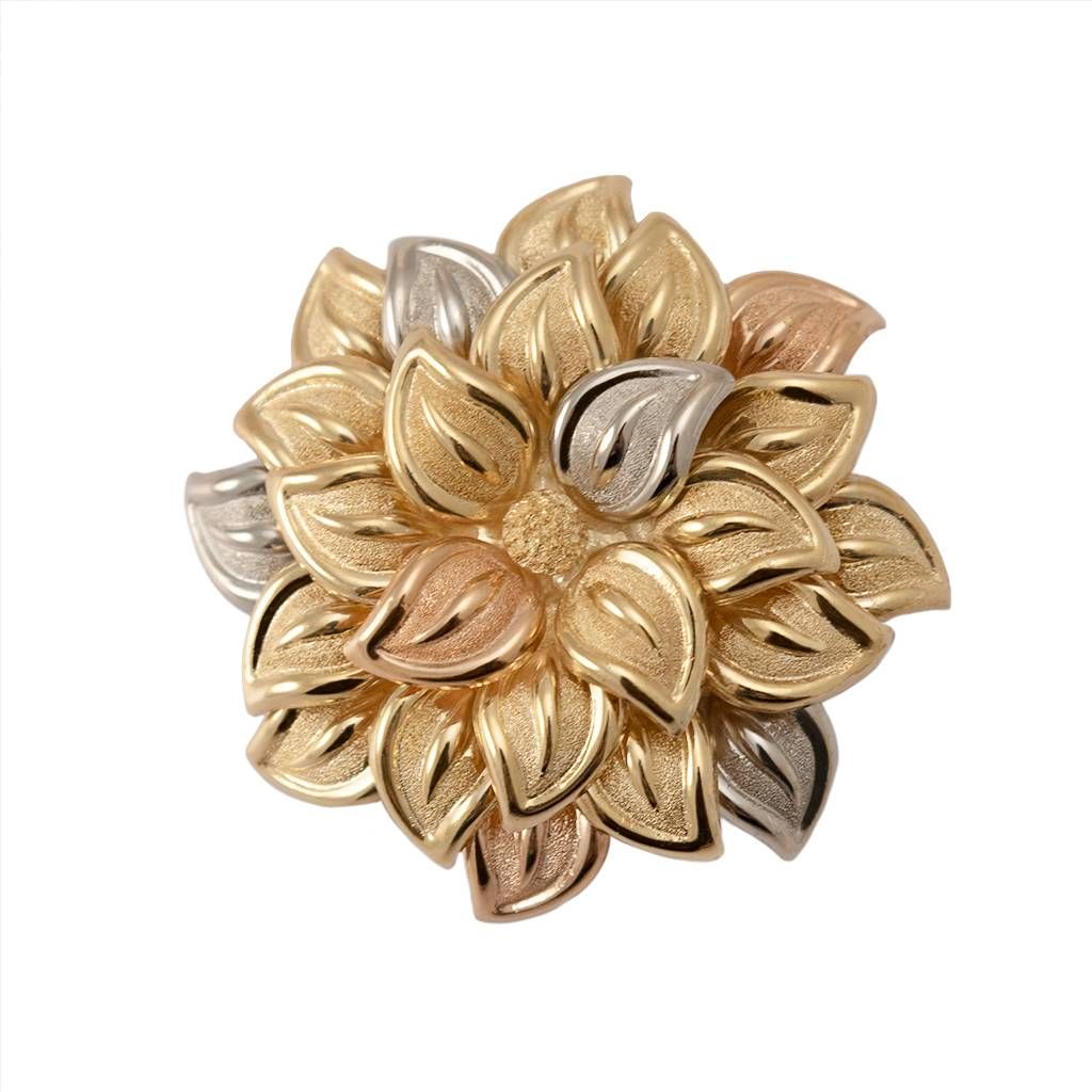 Sandblasted Flower Petals Brooch with Polished Edges