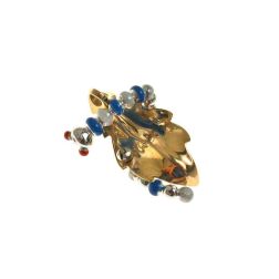 Blue Caterpillar on a bronze leaf Pendant