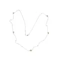 Collana Lunga 96cm Perle Akoya e Diamanti in Oro Bianco