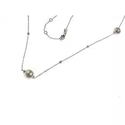 Collana Lunga 96cm Perle Akoya e Diamanti in Oro Bianco