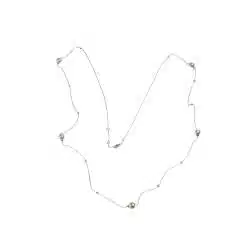 Collana Lunga 96cm Perle Akoya e Diamanti in Oro Bianco