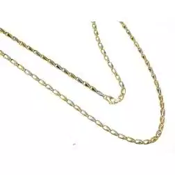 Collana 50cm a Ovali con Triangoli all'interno in Oro Giallo e Bianco