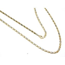 Ovals with Triangles Necklace 50cm in Yellow and White Gold