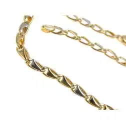 Collana 50cm a Ovali con Triangoli all'interno in Oro Giallo e Bianco