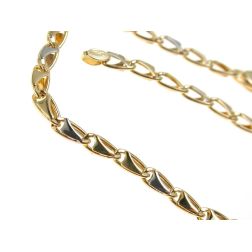 Ovals with Triangles Necklace 50cm in Yellow and White Gold