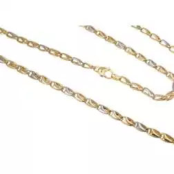 Collana 50cm a Ovali con Triangoli all'interno in Oro Giallo e Bianco