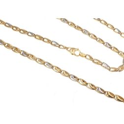 Ovals with Triangles Necklace 50cm in Yellow and White Gold