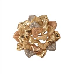 Spilla Floreale con Petali in Oro Giallo Rosa e Bianco