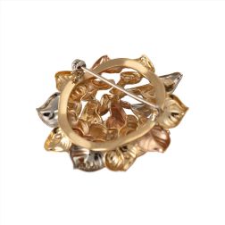 Floral Brooch with Petals in Yellow, Pink and White Gold
