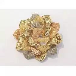 Spilla Floreale con Petali in Oro Giallo Rosa e Bianco