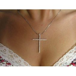 Photo of worn Easy Necklace with cross