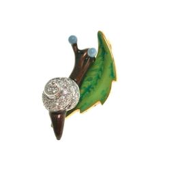 Gold Snail on Bronze Leaf Pendant