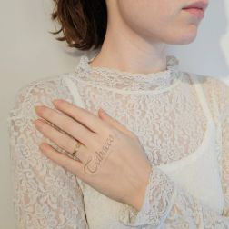 Photo of worn Wedding Band Mimosa 3mm comfort Yellow Gold UNOAERRE