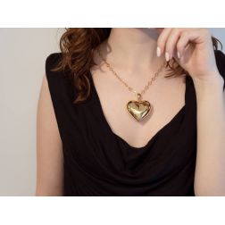 Ciondolo Cuore Bombato oro 18kt foto indossata XL