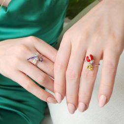 Anello Libellula viola e blu foto indossata