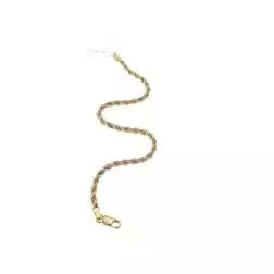 Cavigliera corda oro giallo con veneta in oro bianco 3.3mm