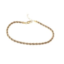 Anklet rope yellow and venetian chain in white gold 22.50cm - 25cm x 3.30mm