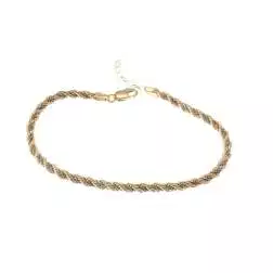 Cavigliera corda oro giallo con veneta in oro bianco 3.3mm