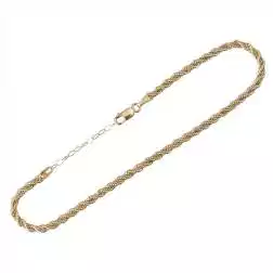 Cavigliera corda oro giallo con veneta in oro bianco 3.3mm